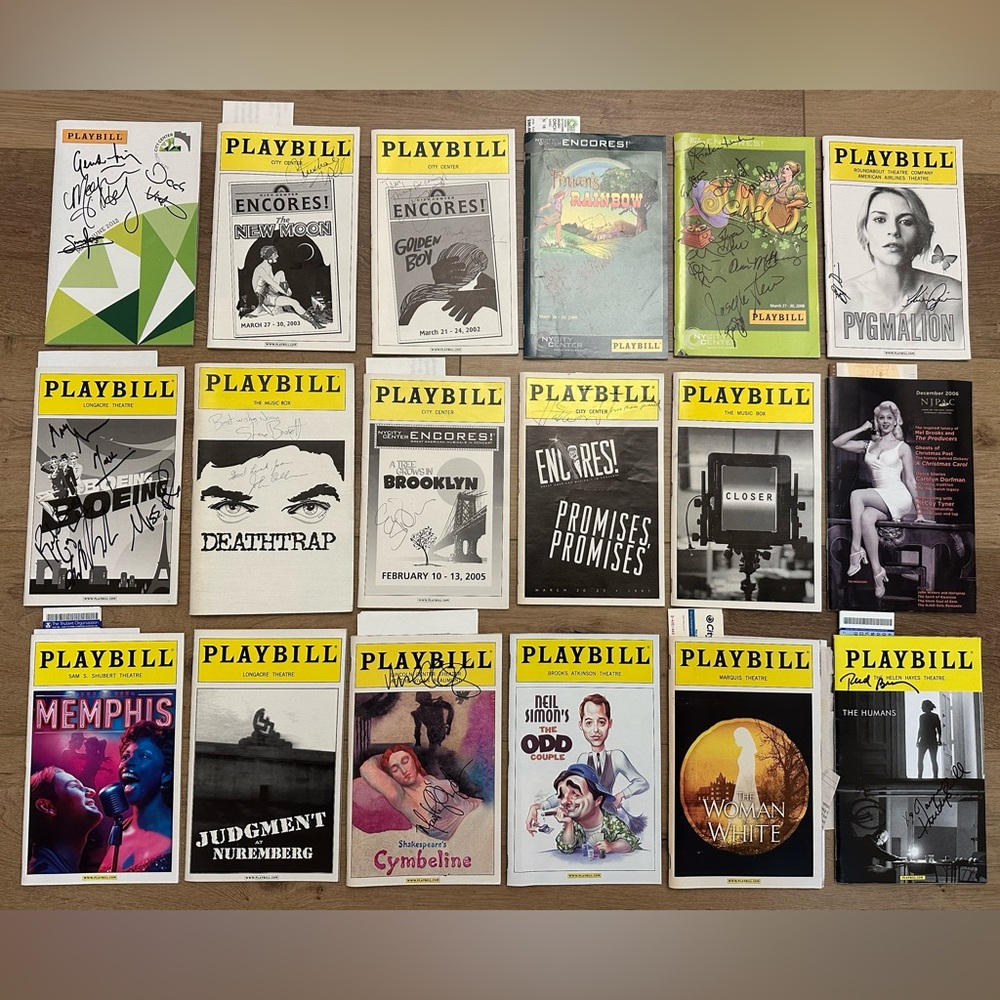 Playbill Program Lot of 18 From 1990s - 2000s Autographs, Tix Stubs and Inserts